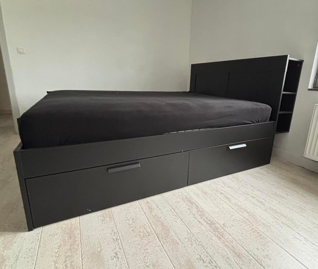 IKEA Brimnes, Ophalen, Gebruikt, Zwart, Tweepersoons