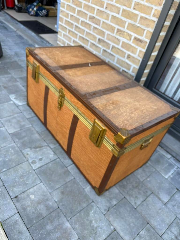 Malle ancienne vintage coffre de rangement déco grand format, Maison & Meubles, Enlèvement, Comme neuf