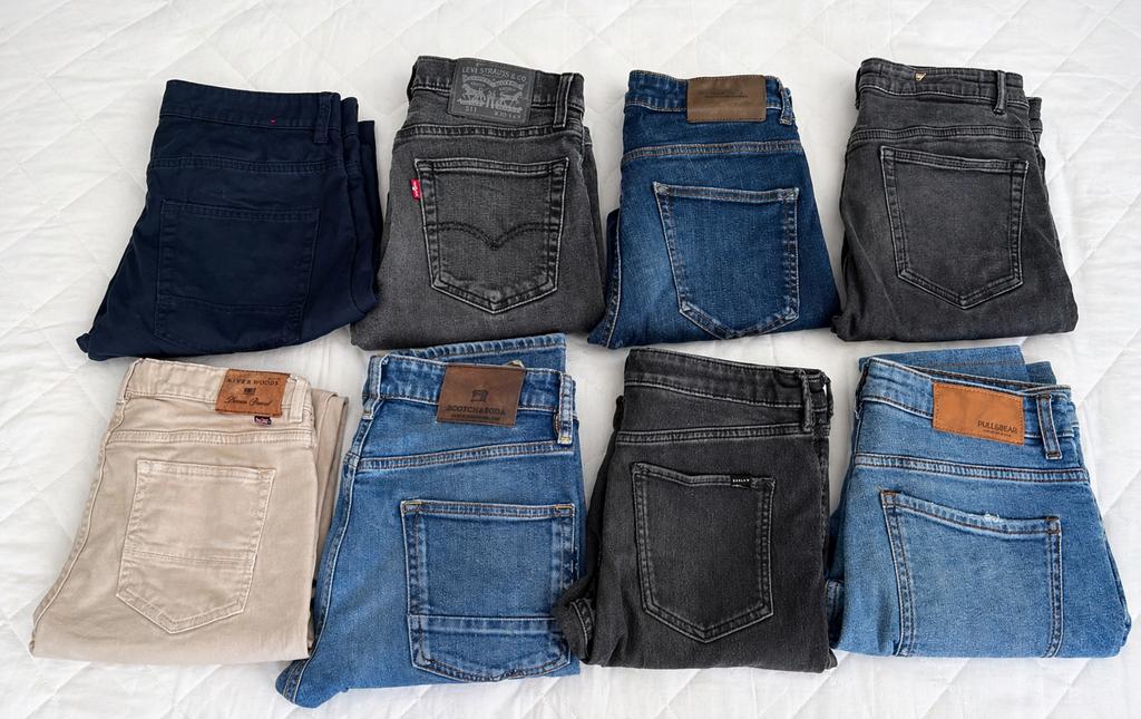 8 herenbroeken Levi’s Mango Benetton slim skinny set top nw!, Ophalen, Zo goed als nieuw, Maat 46 (S) of kleiner, Overige kleuren