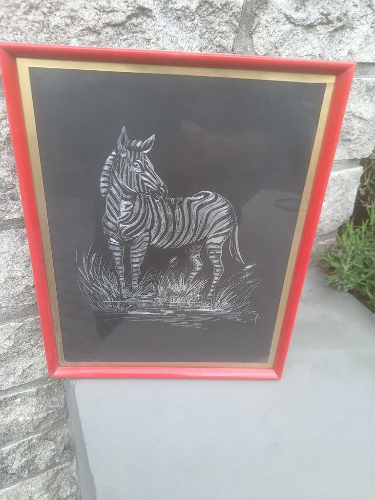 Leuke kader, handmatig gegraveerde illustratie- zwart papier, Antiek en Kunst, Ophalen