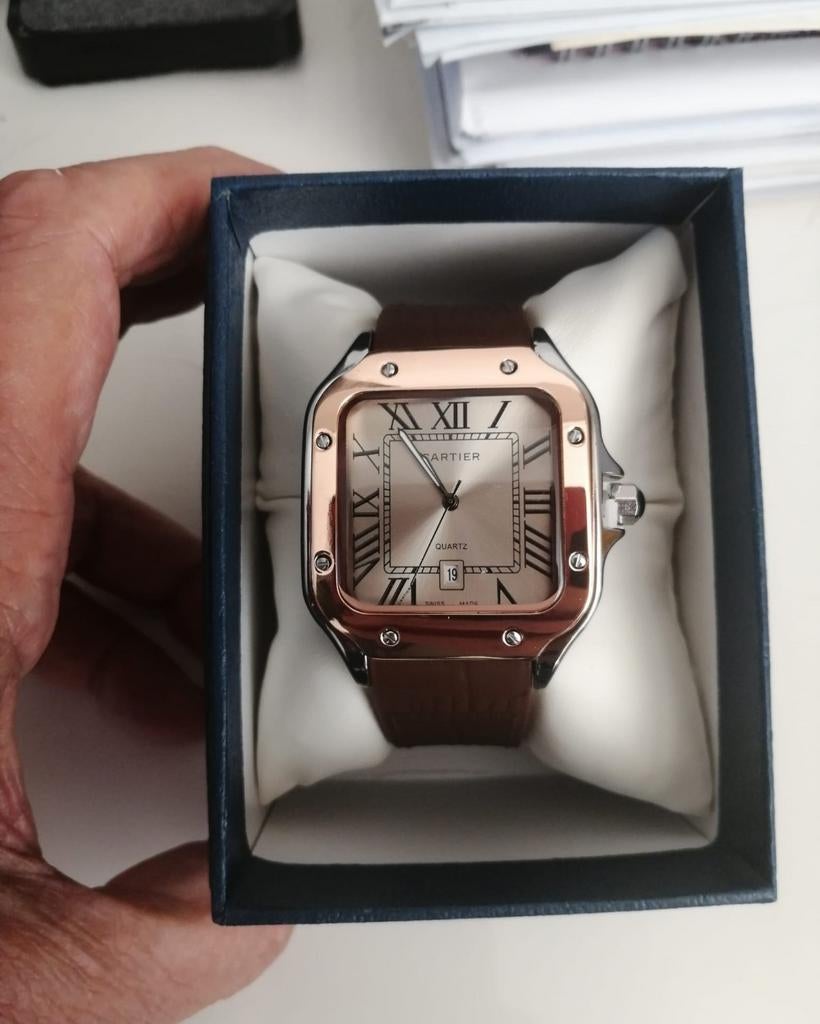 Prachtige Cartier Santos horloge van 41mm,, Overige merken, Staal, Staal, Polshorloge