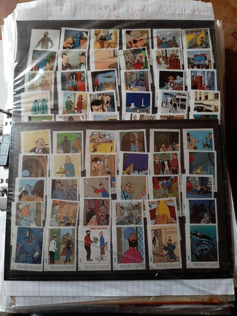 Kuifje 125 persoonlijke zegels met allen  kuifje in beeld ., Verzenden