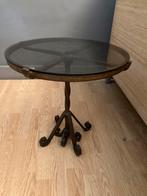 Metalen tafeltje met glas, Ophalen, Gebruikt, Glas