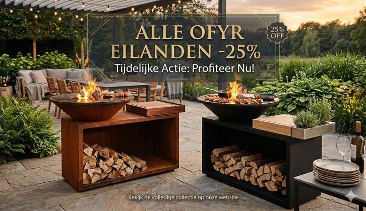 -25% op alle ofyr eilanden - tot einde voorraad, Tuin en Terras, Houtskoolbarbecues, Nieuw, Ophalen of Verzenden