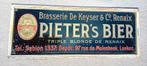 Metalen reclamebord PIETER'S BIER ca 1930, Ophalen of Verzenden, Zo goed als nieuw, Reclamebord
