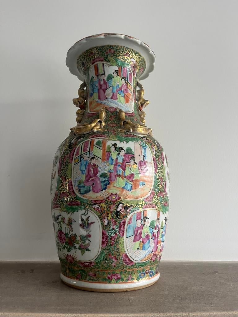 Antieke chinese familie rose vaas, Antiek en Kunst, Ophalen of Verzenden