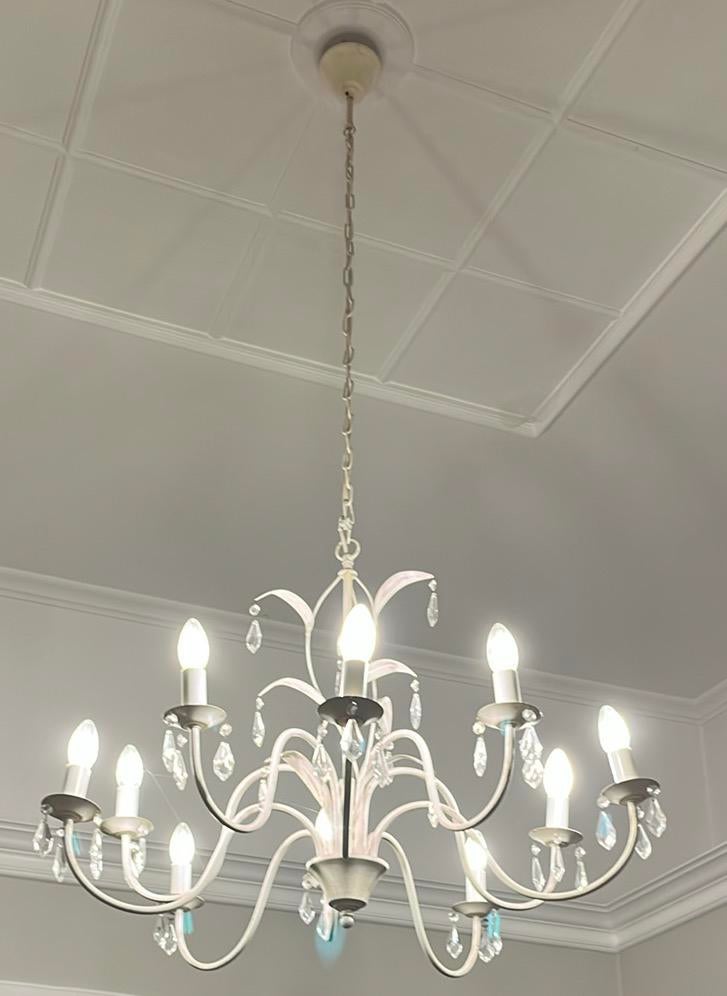 Kroonluchter wit landelijk, Ophalen, Zo goed als nieuw