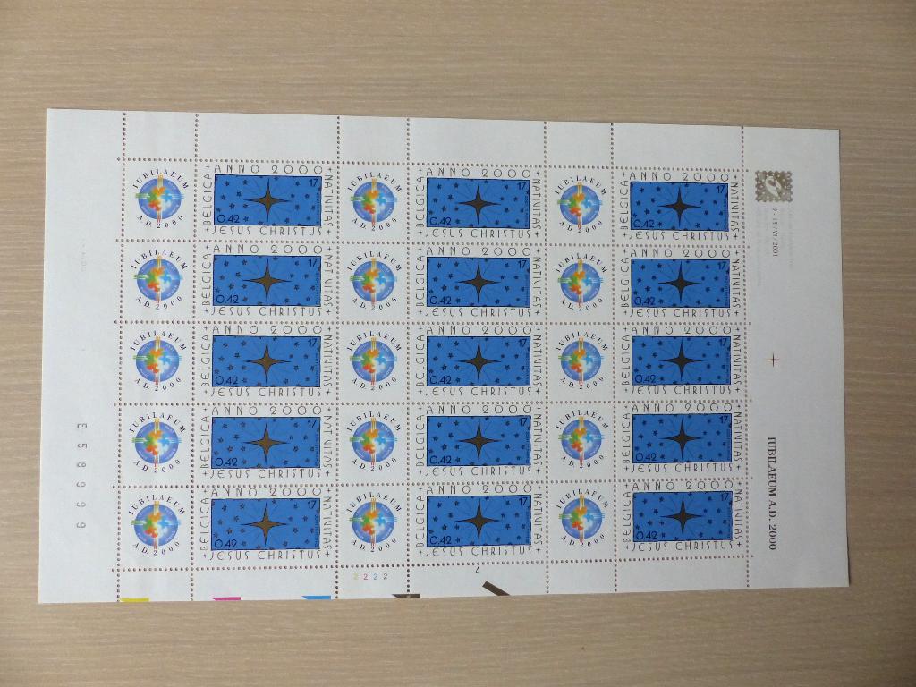 2000  Feuille complète Jubilaeum A.D. 2000 - 2967 = vignette, Timbres & Monnaies, Timbres | Europe | Belgique, Non oblitéré, Enlèvement ou Envoi