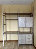 Meuble bureau modulable avec étagères et tiroirs en pin, Enlèvement, Utilisé