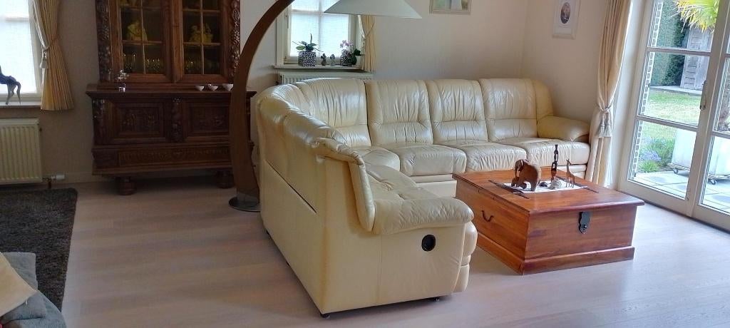 mooie gele lederen hoeksalon, Ophalen, Gebruikt, Hoekbank, 300 cm of meer