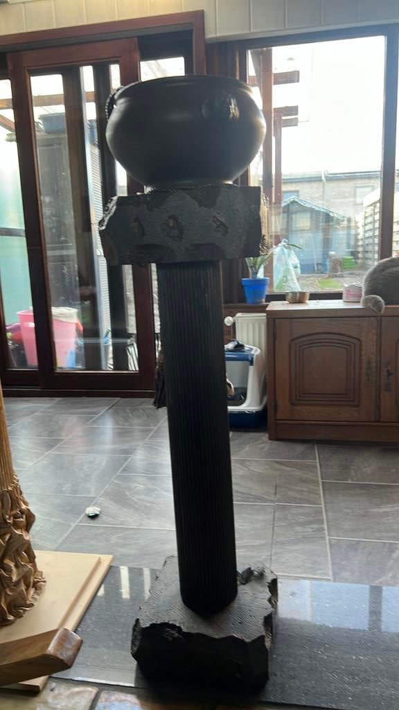 Leuke vintage sierzuil met pot, Huis en Inrichting, Ophalen, Gebruikt