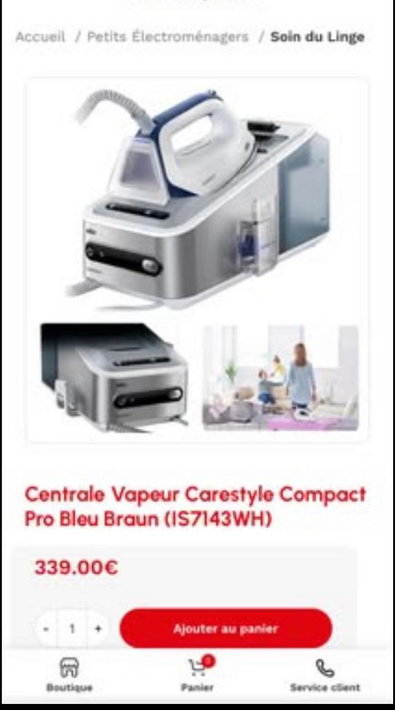 Centrale Vapeur Braun professionnel IS7143H, Elektronische apparatuur, Strijkijzers en Strijkplanken, Nieuw, Strijkijzer met snoer