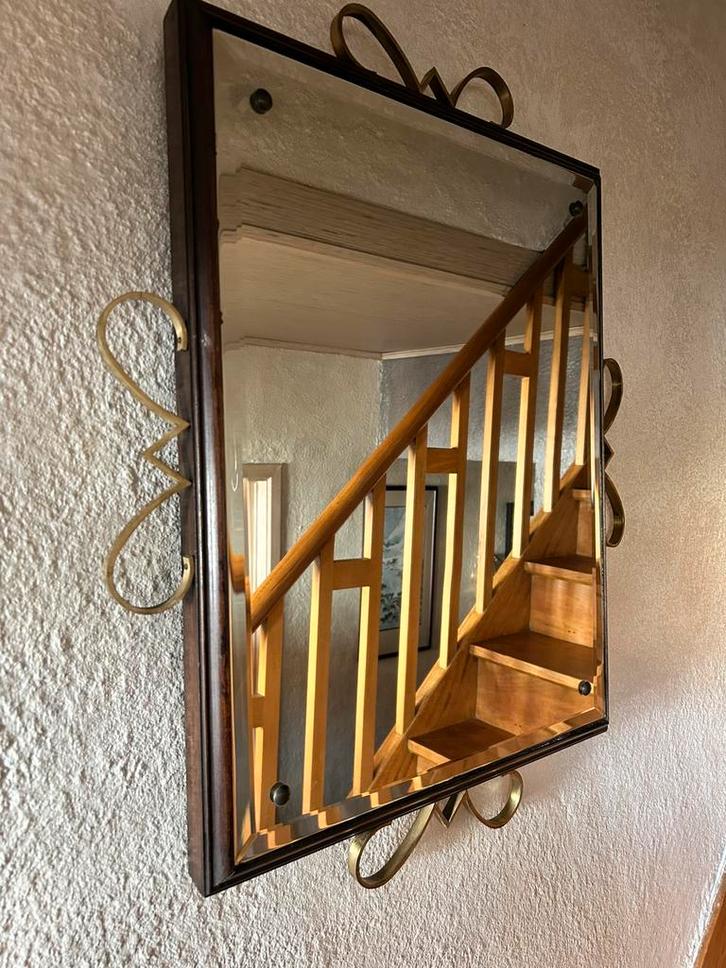 Vintage rechthoekige spiegel - jaren 50, Huis en Inrichting, Woonaccessoires | Spiegels, Gebruikt, 50 tot 75 cm, Minder dan 100 cm