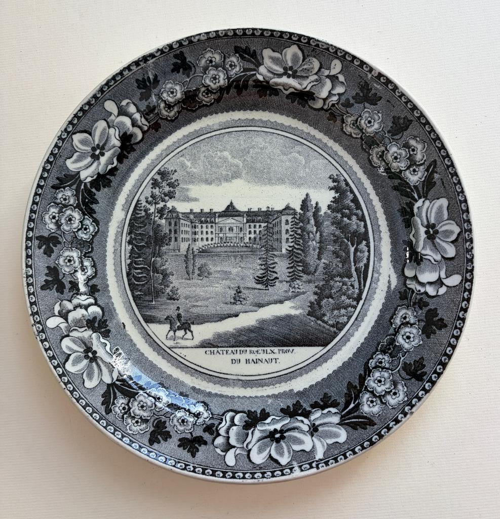 Château du ROEULX Hainaut assiette P. J. BOCH 1823 faïence, Antiquités & Art, Envoi