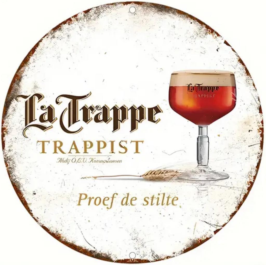 Panneau rond en métal La Trappe - rétro vintage mancave, Collections, Enlèvement ou Envoi, Neuf, Panneau, Plaque ou Plaquette publicitaire