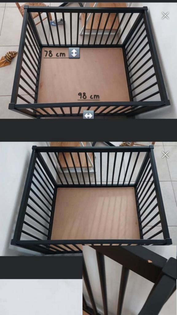 Parc bébé Childhome – bois noir, Enfants & Bébés, Parcs, Utilisé, Rectangulaire, Réglable en hauteur, Envoi