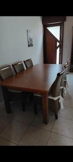 Houten Tafel met 2 verlengstukken., Huis en Inrichting, Tafels | Eettafels, Ophalen, Minder dan 50 cm, Gebruikt, 200 cm of meer