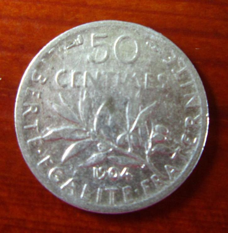 Franse munt - 50 karaat - 1904 (zaaier), Postzegels en Munten, Munten | Europa | Niet-Euromunten, Losse munt, Frankrijk, Zilver