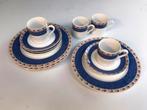 4 mokka tasjes, ondertassen en dessertbordjes,, Ophalen of Verzenden