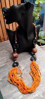 Prachtige, lange 70's retro ketting, Handtassen en Accessoires, Kettingen, Ophalen of Verzenden, Zo goed als nieuw, Oranje