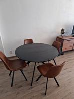 Tafel met 4 stoelen, Huis en Inrichting, Tafels | Eettafels, Ophalen, 100 tot 150 cm, Rond, Zo goed als nieuw