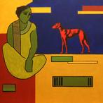 “Rode Hond” Schilderij, Antiek en Kunst, Kunst | Schilderijen | Modern, Verzenden