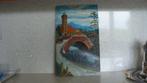 Ancien cadre, peinture à huile sur bois, signé, Ophalen