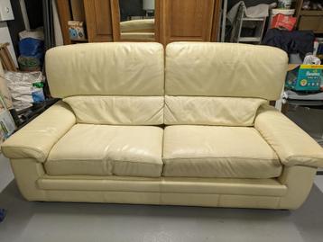 Canapé 3 places beige + fauteuil de cuir