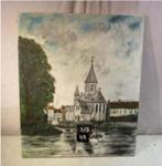 Œuvre magnifiquement peinte « Ville et rivière » - H Van de, Enlèvement ou Envoi