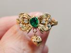 Exclusieve gouden ring met smaragd en diamanten, Comme neuf, Avec pierre précieuse, Or, Femme