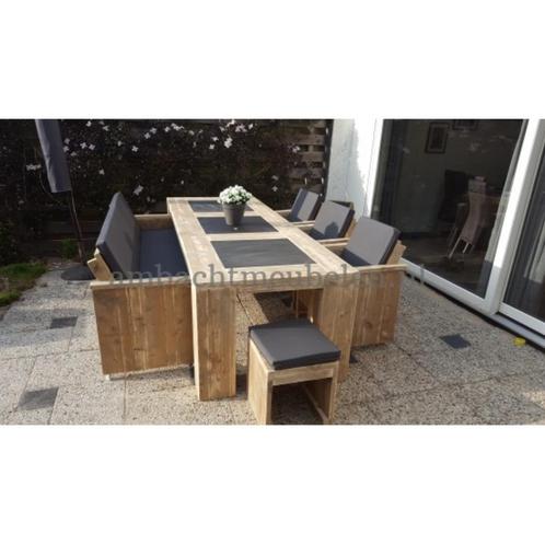 Steigerhouten TUINSET Tafel Met Stoelen en bank ACTIEPRIJZEN, Tuin en Terras, Tuinsets en Loungesets, Nieuw, Tuinset, Steigerhout