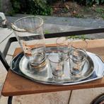 glazen kan met 4 glazen, Ophalen, Zo goed als nieuw, Frisdrankglas