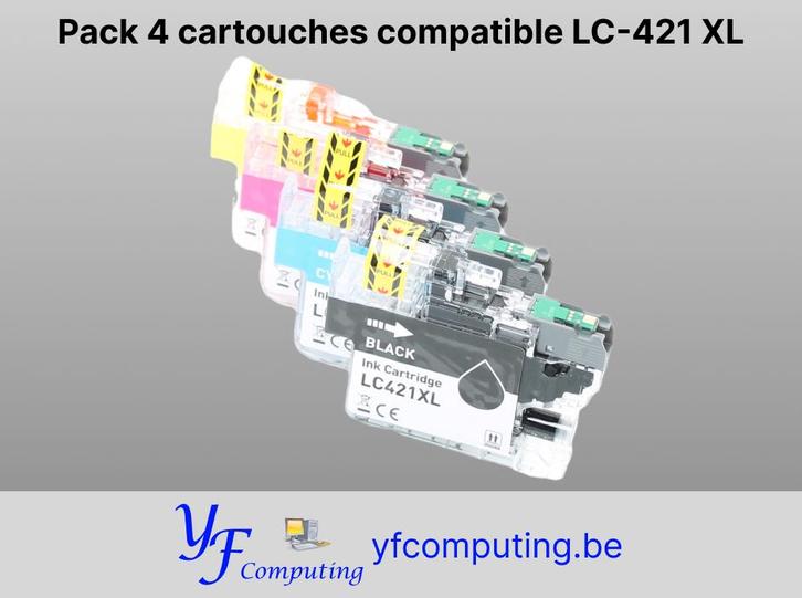Pack 4 inktpatronen die compatibel zijn met LC-421 XL, Computers en Software, Printerbenodigdheden, Nieuw, Cartridge, Ophalen of Verzenden