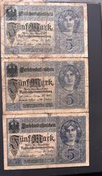 Billets allemands de 5 marks de 1917, Postzegels en Munten, Bankbiljetten | Nederland, Ophalen of Verzenden