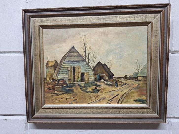 Drie schilderijen met een Landschap, Antiek en Kunst, Kunst | Schilderijen | Klassiek, Ophalen of Verzenden