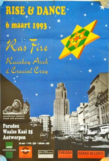 Affiche concert van Ras Fire in Antwerpen 1993