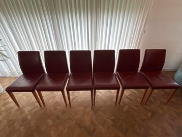 6 Poltrona Frau Liz designstoelen - rood leer - topkwaliteit beschikbaar voor biedingen