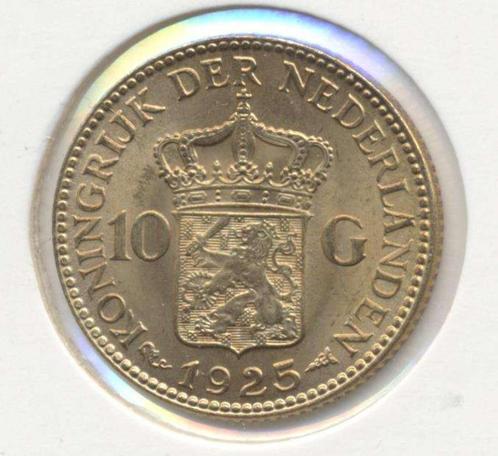 Nederland 10 Gulden 1925A Wilhelmina, Timbres & Monnaies, Métaux nobles & Lingots, Or, Enlèvement ou Envoi