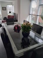 Table en acier inoxydable avec plateau en verre, 220x90 cm, Verre, Comme neuf, Enlèvement, 50 à 100 cm