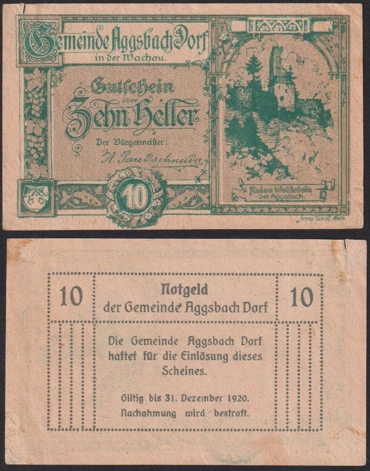 Aggsbach in der Wachau, Timbres & Monnaies, Monnaies & Billets de banque | Collections, Billets de banque, Envoi