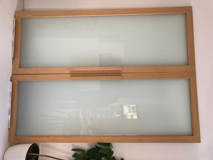 Moderne dubbele eiken pivot binnendeur met bovenraam, Doe-het-zelf en Bouw, Deuren en Vliegenramen, Zo goed als nieuw, Binnendeur