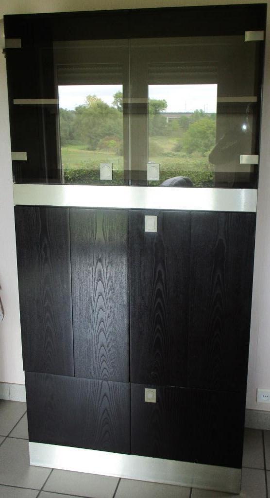 Stevige vitrinekast (getint glas) 184,5x92x47cm - OPRUIM, Huis en Inrichting, Kasten | Vitrinekasten, Gebruikt, 150 tot 200 cm