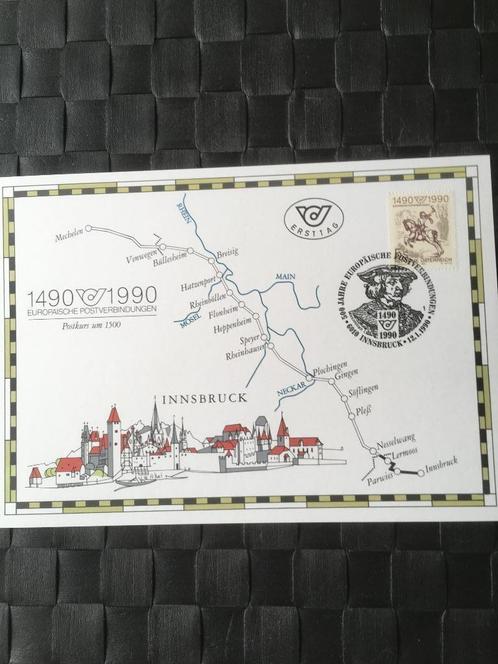 Herinneringsblad Postroute. 6010 Innsbruck 12.1.1990., Postzegels en Munten, Postzegels | Europa | België, Gestempeld, Europa