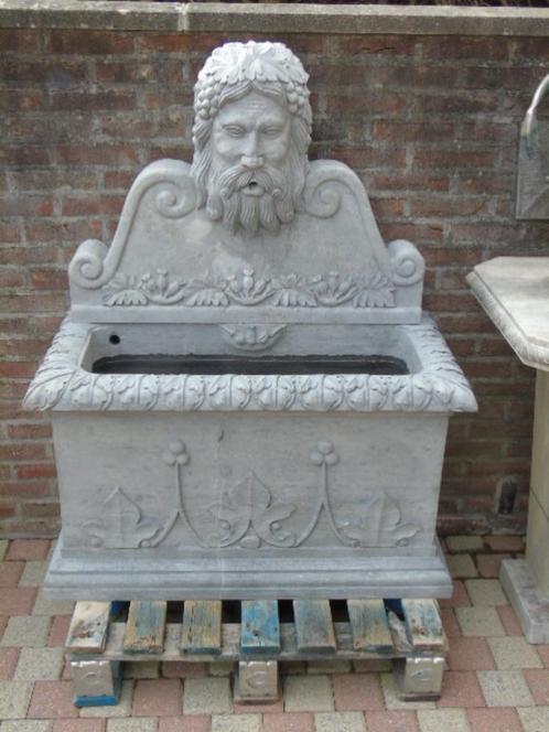 blauwe stenen muurfontein, Bacchusgezicht!, Tuin en Terras, Waterpartijen en Fonteinen, Nieuw, Fontein, Hardsteen, Ophalen