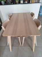 Dining Table Wood + 4 Chairs, Ophalen, Gebruikt, Rechthoekig