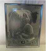 Prachtige Tekening 'Boerin Melkt Koe' - Denijs 1969, Antiek en Kunst, Ophalen of Verzenden