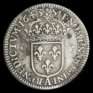 Munt / Frankrijk / Lodewijk XIII - 1/12 Ecu - 1643 A /Zilver beschikbaar voor biedingen