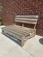 Pallet bank / houten bank INCL waterdichte tuinkussens, Tuin en Terras, Tuinbanken, Ophalen, Gebruikt