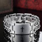Zilverkleurige RVS Armband met Bijbeltekst, Handtassen en Accessoires, Armbanden, Nieuw, Staal, Zilver, Verzenden