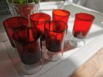 6 Luminarc vintage burgundy rode kleine wijnglazen prijs/set, Ophalen of Verzenden